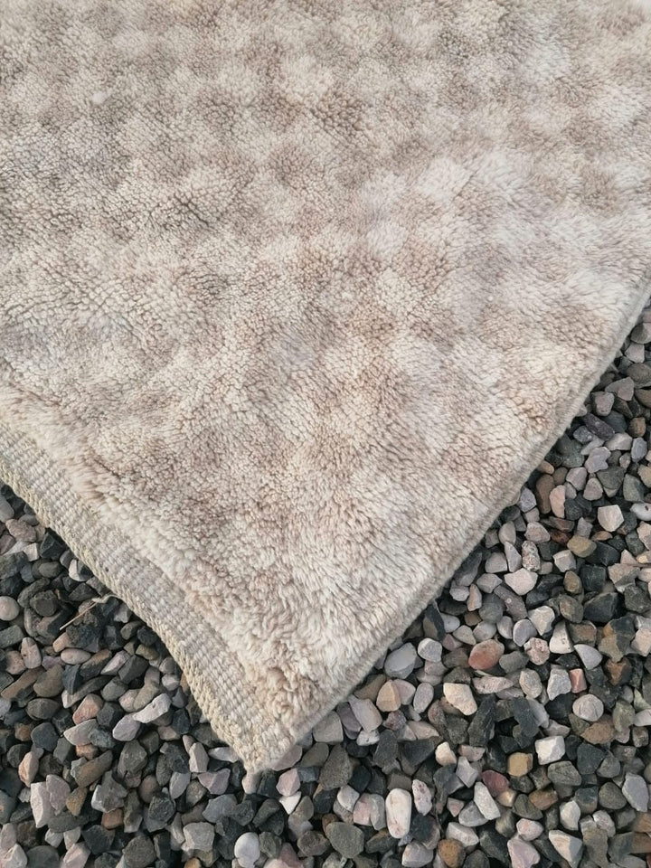 Checkered Moroccan rug , Taupe Checker Rug, Beni Mrirt rug