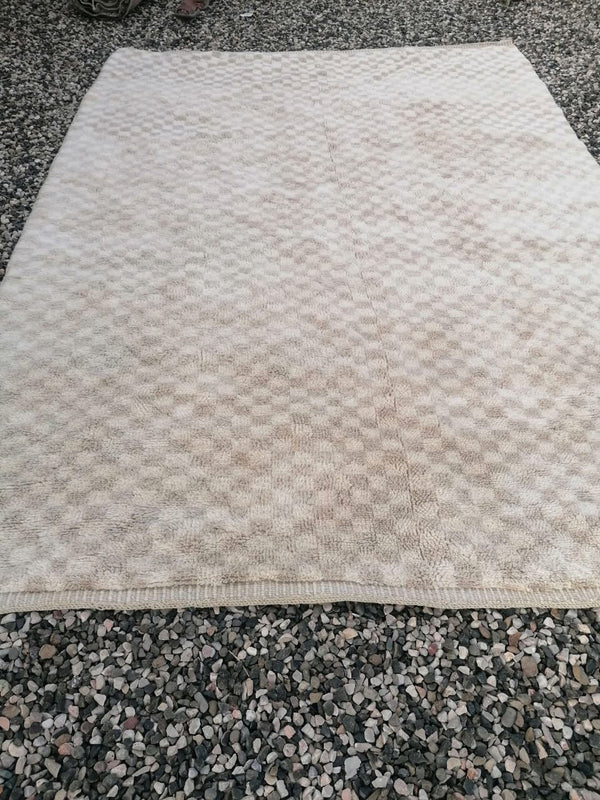 Checkered Moroccan rug , Taupe Checker Rug, Beni Mrirt rug