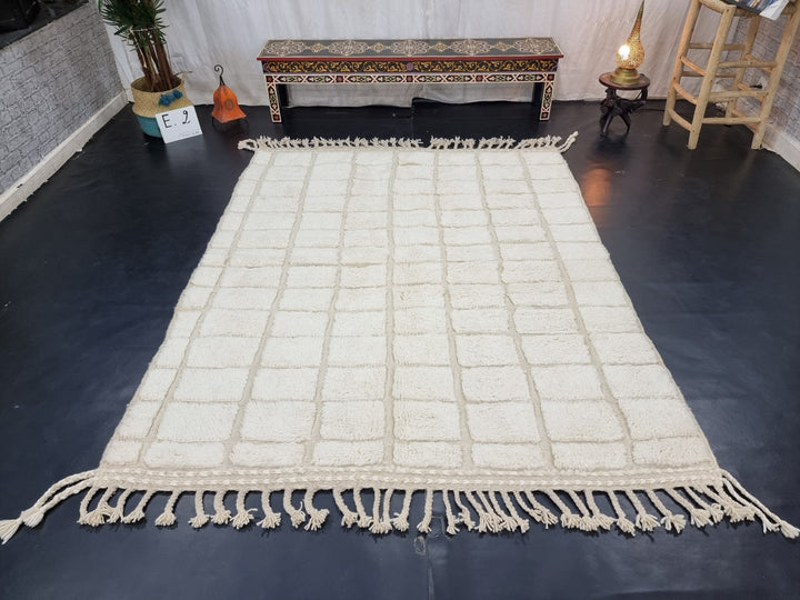 STUNNING MOROCCAN RUG, Beniourain Rug , Off White Rug, Checkered Rug, Handmade Rug, Area Rug, Handwoven Rug, Berber Rug, Tufted Wool Rug