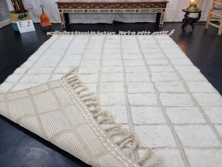 STUNNING MOROCCAN RUG, Beniourain Rug , Off White Rug, Checkered Rug, Handmade Rug, Area Rug, Handwoven Rug, Berber Rug, Tufted Wool Rug