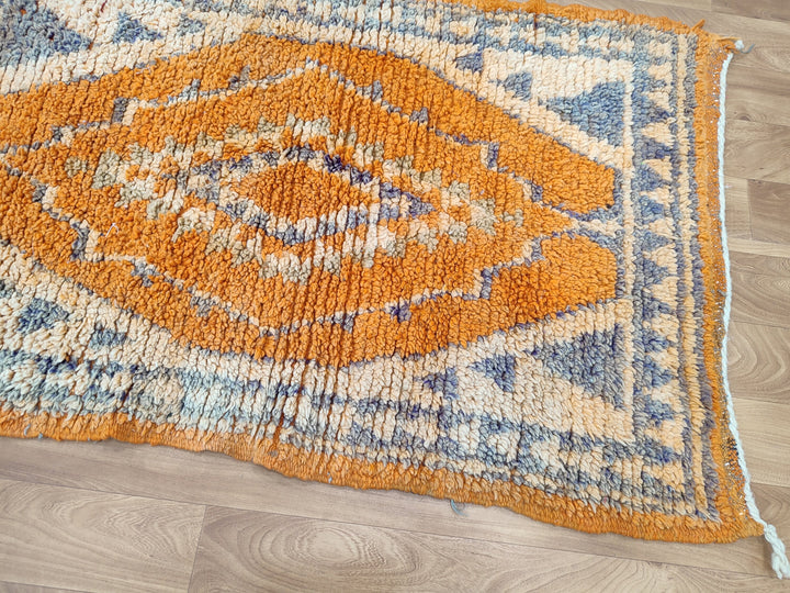 gorgeous moroccan rug,  handmade small rug, tribal geometric rug, berber sheep wool rug, orange and gray rug, wall hanging carpet.