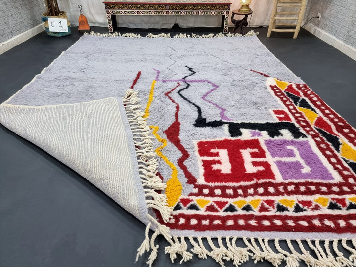 GORGEOUS BENIOURAIN RUG, Moroccan Handmade Rug , Light Purple  Red Rug, Wool Rug, Tribal Carpet, Area Rug, Berber Rug, Handwoven Rug