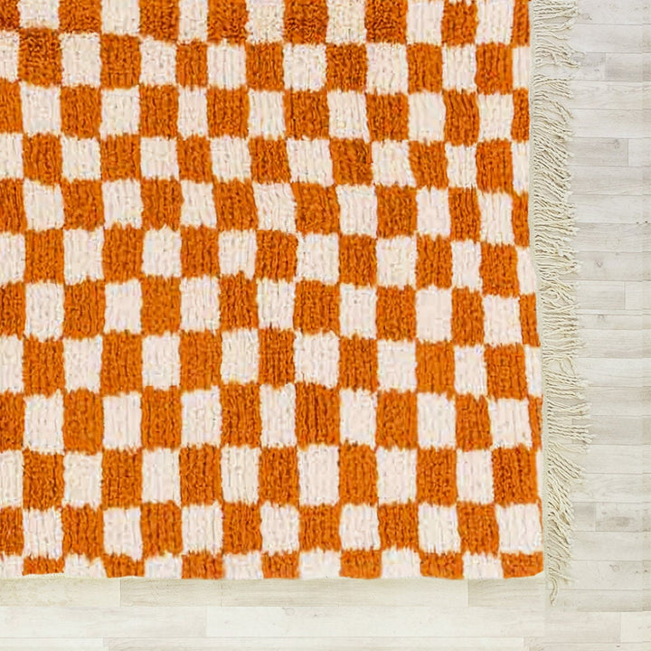 Checkered area rug, handmade Beni Ourain rug, Moroccan Berber checkerboard custom cug