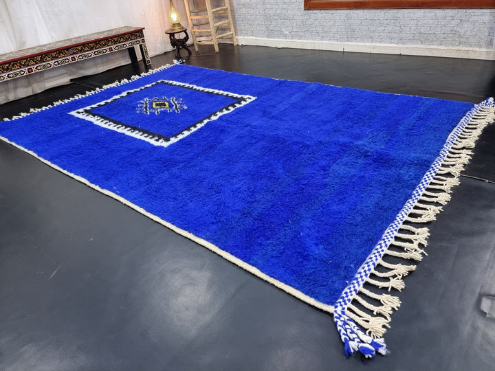 GORGEOUS BENIOURAIN RUG, Sheep Wool Rug, Moroccan Rug , Royal Blue Rug, Geometric Wool Rug, Handwoven Rug, Azilal Rug, Berber Area Rug