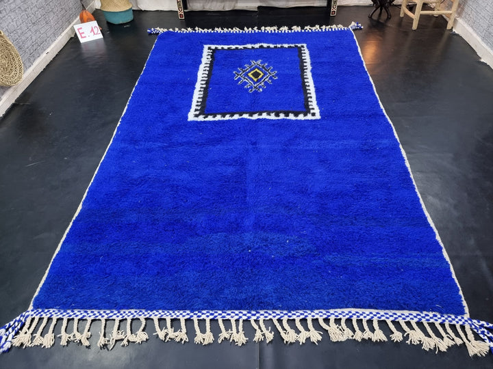 GORGEOUS BENIOURAIN RUG, Sheep Wool Rug, Moroccan Rug , Royal Blue Rug, Geometric Wool Rug, Handwoven Rug, Azilal Rug, Berber Area Rug