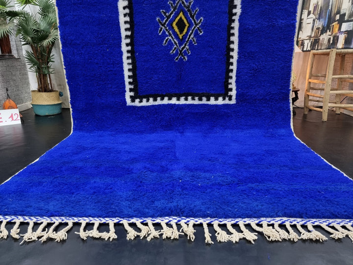 GORGEOUS BENIOURAIN RUG, Sheep Wool Rug, Moroccan Rug , Royal Blue Rug, Geometric Wool Rug, Handwoven Rug, Azilal Rug, Berber Area Rug