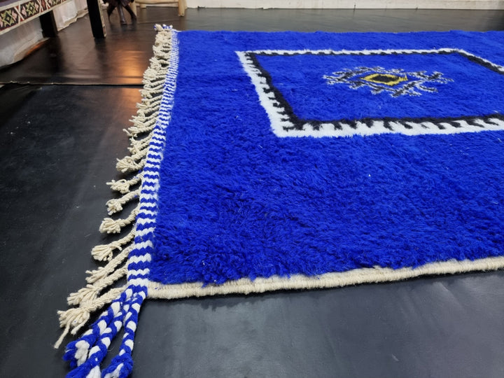 GORGEOUS BENIOURAIN RUG, Sheep Wool Rug, Moroccan Rug , Royal Blue Rug, Geometric Wool Rug, Handwoven Rug, Azilal Rug, Berber Area Rug