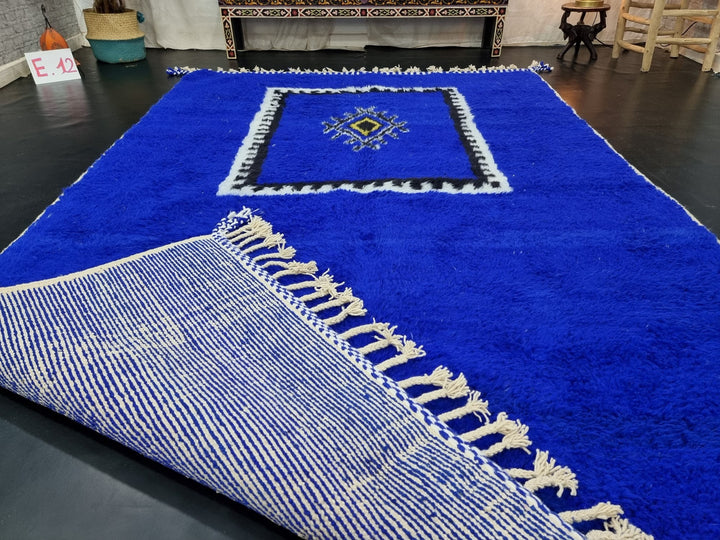 GORGEOUS BENIOURAIN RUG, Sheep Wool Rug, Moroccan Rug , Royal Blue Rug, Geometric Wool Rug, Handwoven Rug, Azilal Rug, Berber Area Rug