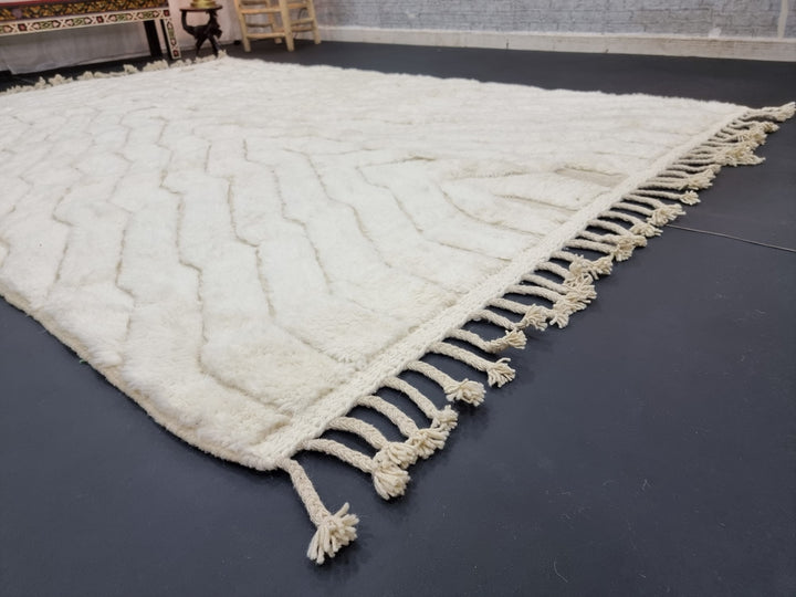 AMAZING BENIOURAIN RUG, Moroccan Handmade Rug , Off White Rug, Wool Rug, Area Rug, Striped Rug, Berber Rug, Handwoven Rug, Sheep Wool Rug