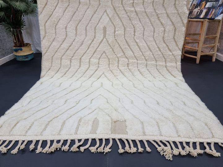 AMAZING BENIOURAIN RUG, Moroccan Handmade Rug , Off White Rug, Wool Rug, Area Rug, Striped Rug, Berber Rug, Handwoven Rug, Sheep Wool Rug