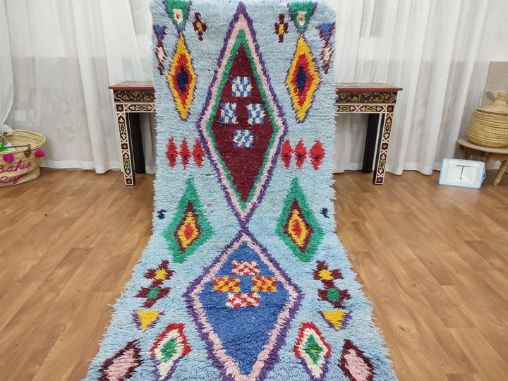 unique moroccan rug, handmade checkered runner rug,  berber carpet, tribal sheep wool rug, anthentic colorful rug, check runner rug.