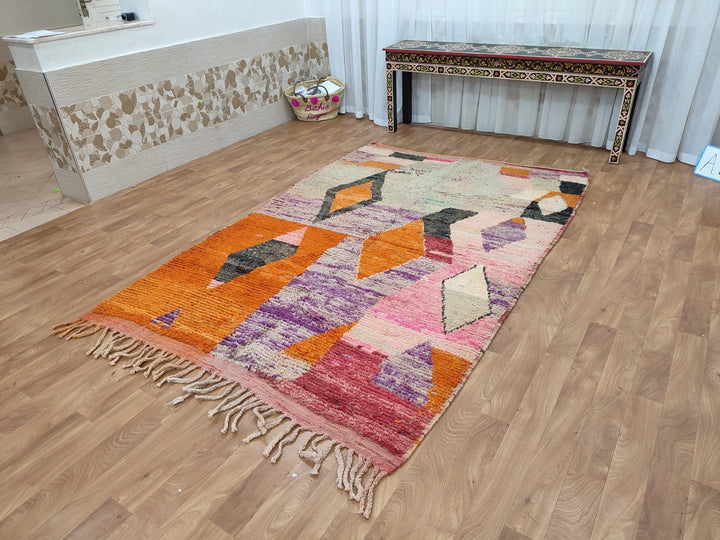 Authentic Moroccan Rug, Vibrant Boujaad Rug, Azilal rug, Bright Colored Rug, Abstract Carpet, Handmade Rug, Bohemian Rug, Tapis Marocain