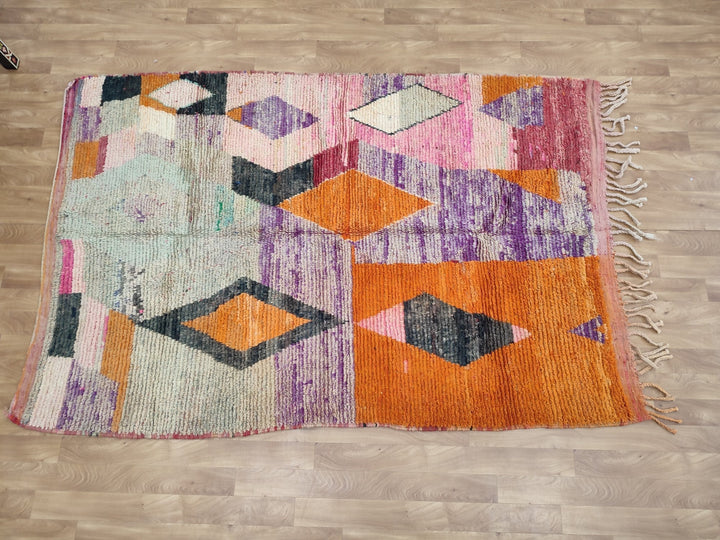 Authentic Moroccan Rug, Vibrant Boujaad Rug, Azilal rug, Bright Colored Rug, Abstract Carpet, Handmade Rug, Bohemian Rug, Tapis Marocain