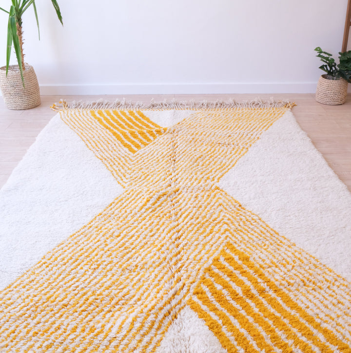 Beni Ourain Moroccan Rug , Authentic Yellow Wool Rug, Tribal Bohemian Area Rug