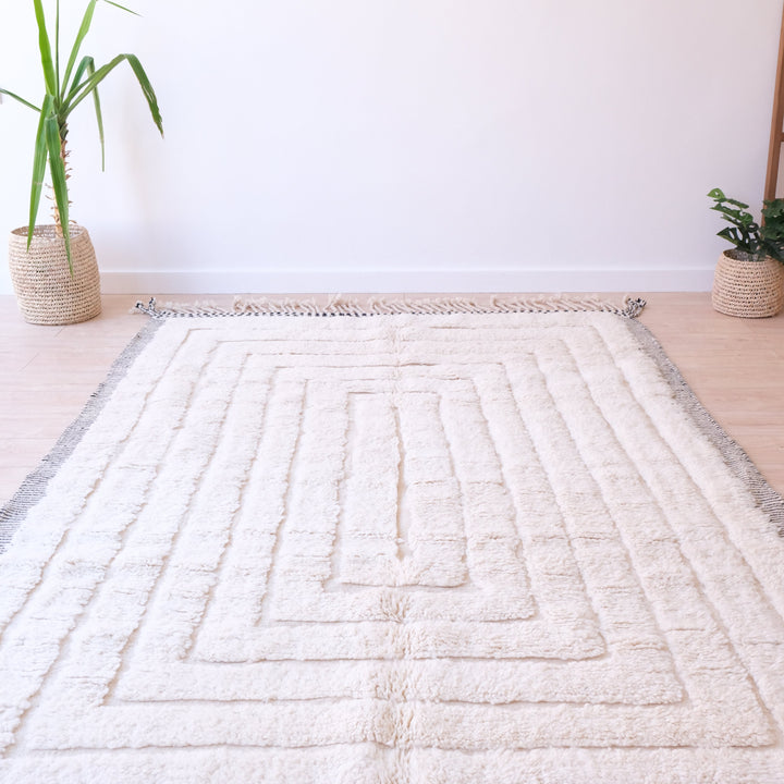 White Moroccan Rug , Authentic Beni Ourain Rug, Tribal Bohemian Area Rug