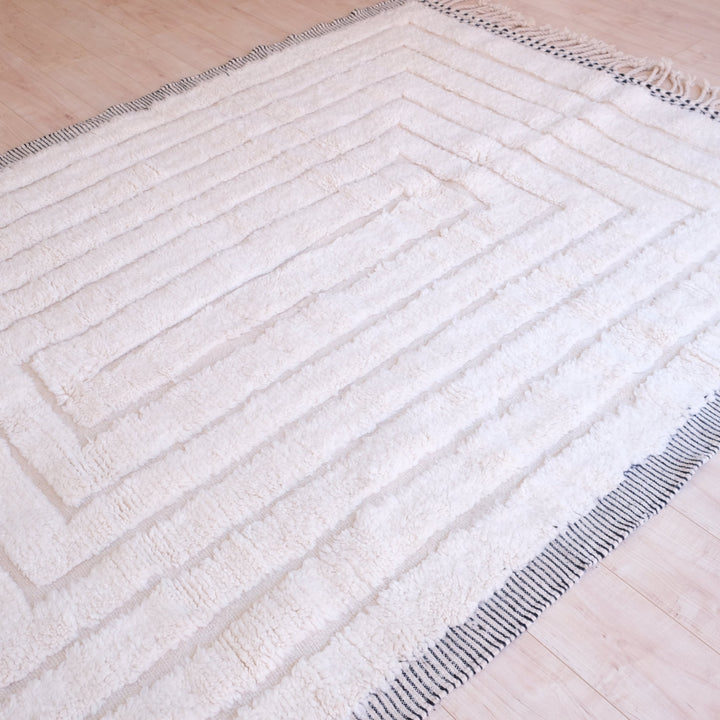 White Moroccan Rug , Authentic Beni Ourain Rug, Tribal Bohemian Area Rug