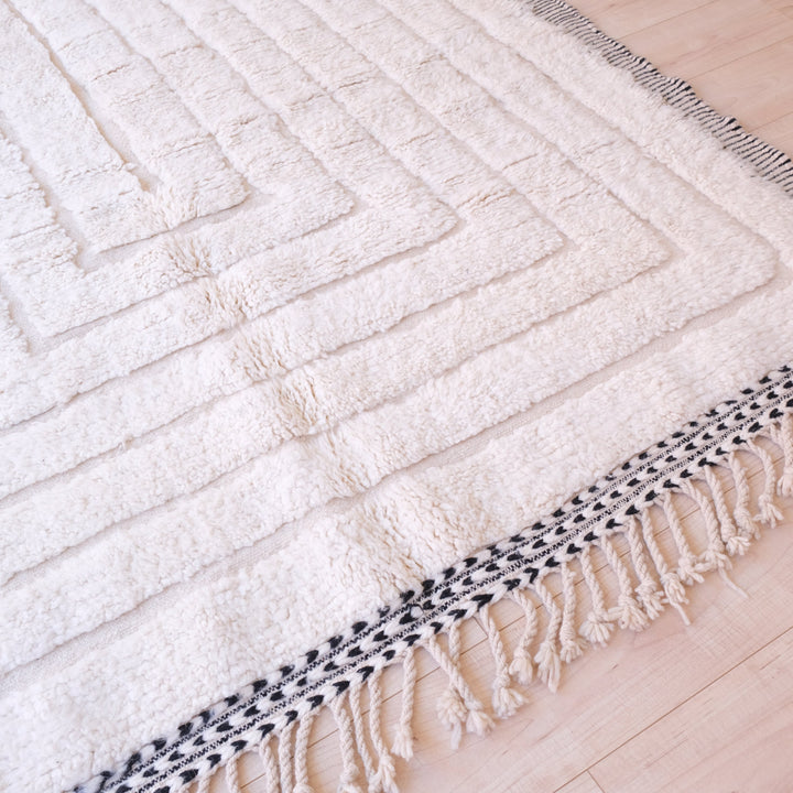 White Moroccan Rug , Authentic Beni Ourain Rug, Tribal Bohemian Area Rug