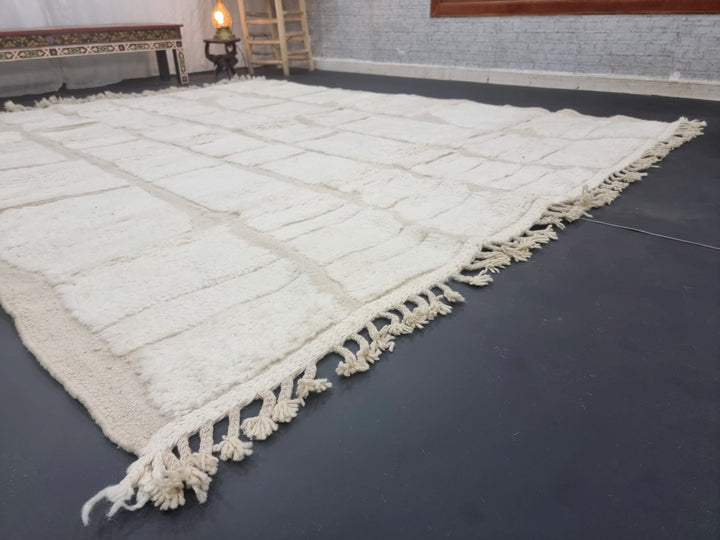 GORGEOUS BENIOURAIN RUG, Moroccan Handmade Rug , Off White Rug, Tufted Rug, Tribal Rug, Checkered Rug, Berber Rug, Handwoven Rug,Wool rug