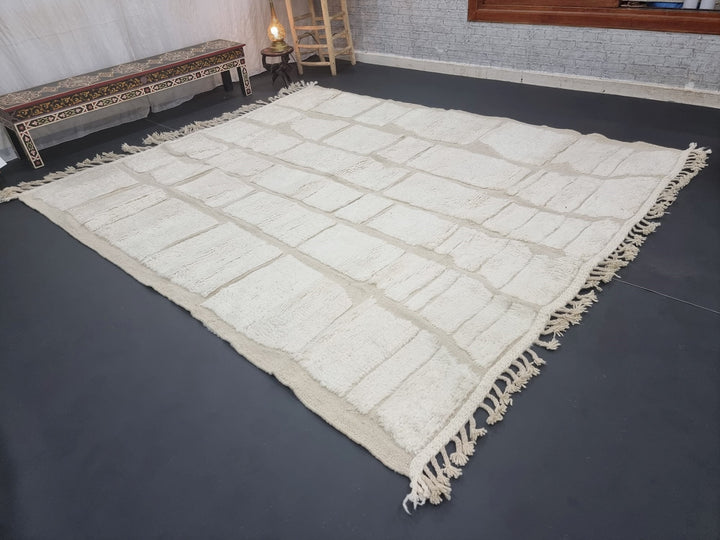 GORGEOUS BENIOURAIN RUG, Moroccan Handmade Rug , Off White Rug, Tufted Rug, Tribal Rug, Checkered Rug, Berber Rug, Handwoven Rug,Wool rug