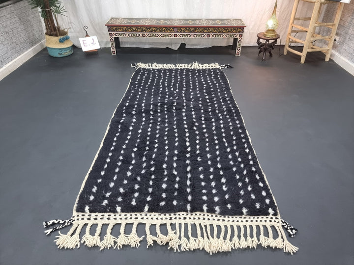 GORGEOUS BENIOURAIN RUG, Moroccan Handmade Rug , Black And White Rug, Wool Rug, Berber Rug, Dotted Wool Rug, Tribal Carpet, Handwoven Rug