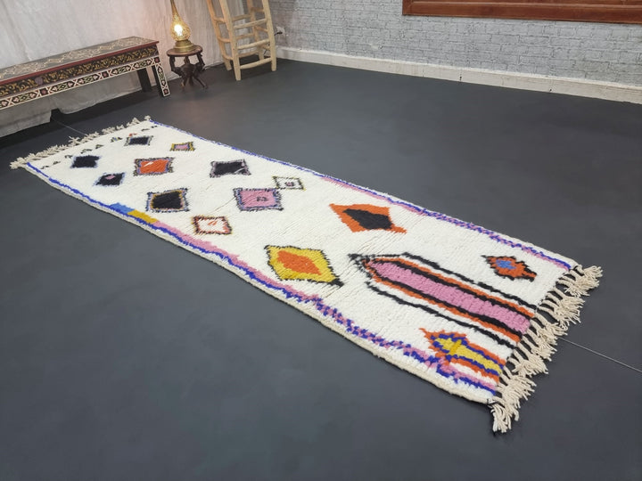 BEAUTIFUL BENIOURAIN RUG, Moroccan Rug , Sheep Wool Rug, GeometricRug, White  PinkRug, Handmade Rug,Berber Rug, Handwoven Wool Rug