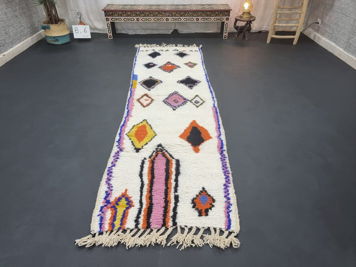 BEAUTIFUL BENIOURAIN RUG, Moroccan Rug , Sheep Wool Rug, GeometricRug, White  PinkRug, Handmade Rug,Berber Rug, Handwoven Wool Rug