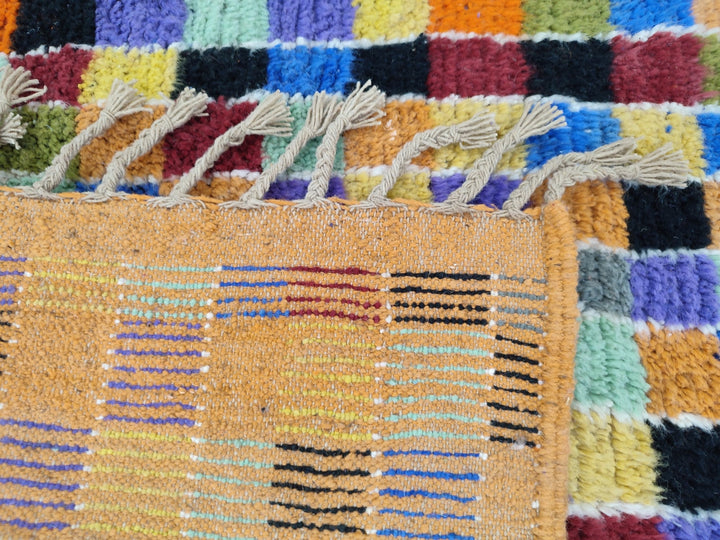 GORGEOUS MOROCCAN RUG, Custom Handmade Carpet, Unique Sheep Wool Rug, Tribal Berber Rug, Colorful Checkered Rug, Authentic Handwoven Rug.