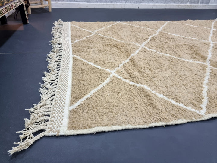 AMAZING BENIOURAIN RUG, Moroccan Rug , Sheep Wool Rug, Geometric Rug, Beige Rug, Handmade Rug, Berber Rug, Azilal Rug, Handwoven Rug