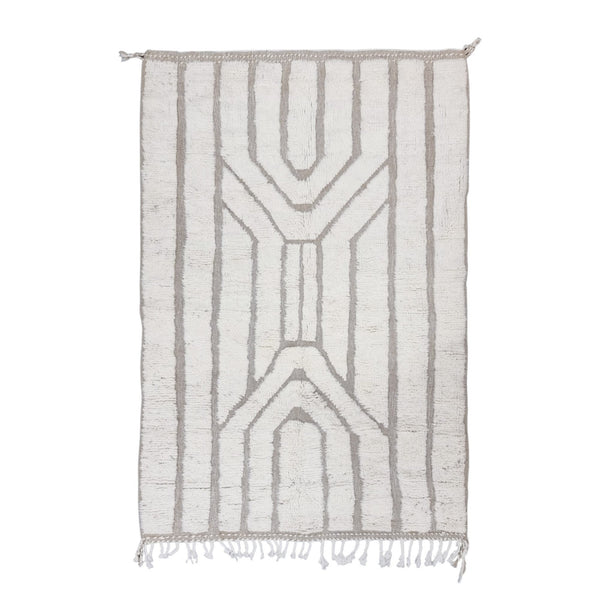 ARTISTIC BENIOUARAIN RUG, Moroccan Handmade Rug, Striped White and Beige Rug, Original morocco-rugs Rug, Wool Carpet, Berber Made To Order Rug