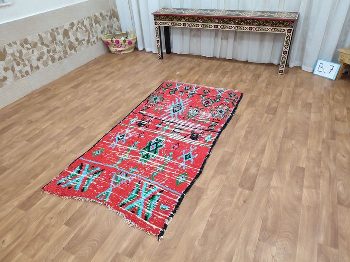 authentic moroccan rug,  berber rug, handmade woolcotton rug, tribal red and blue rug, tulu geometric rug, moroccan handwoven carpet