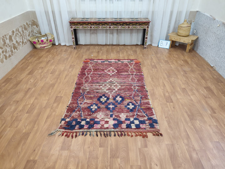 moroccan berber rug,  handmade carpet, sheep woolcotton rug, tribal maroon rug, authentic geometric rug, moroccan handwoven carpet.