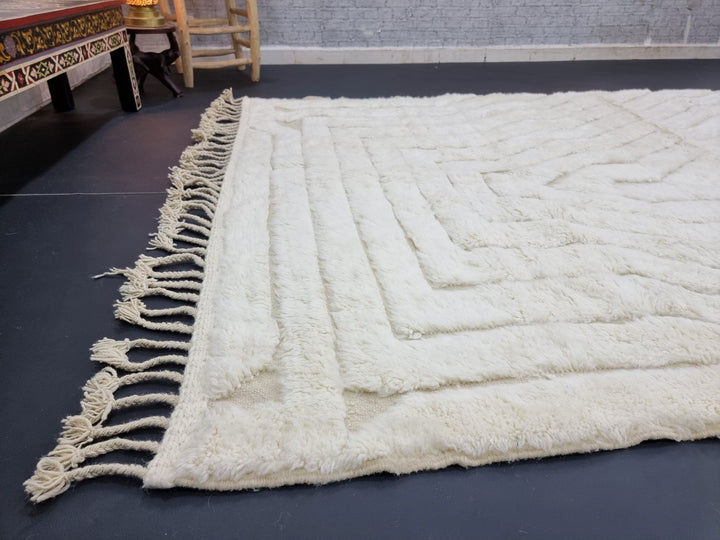 AMAZING BENIOURAIN RUG, Moroccan Handmade Rug , Off White Rug, Wool Rug, Area Rug, Striped Rug, Berber Rug, Handwoven Rug, Sheep Wool Rug