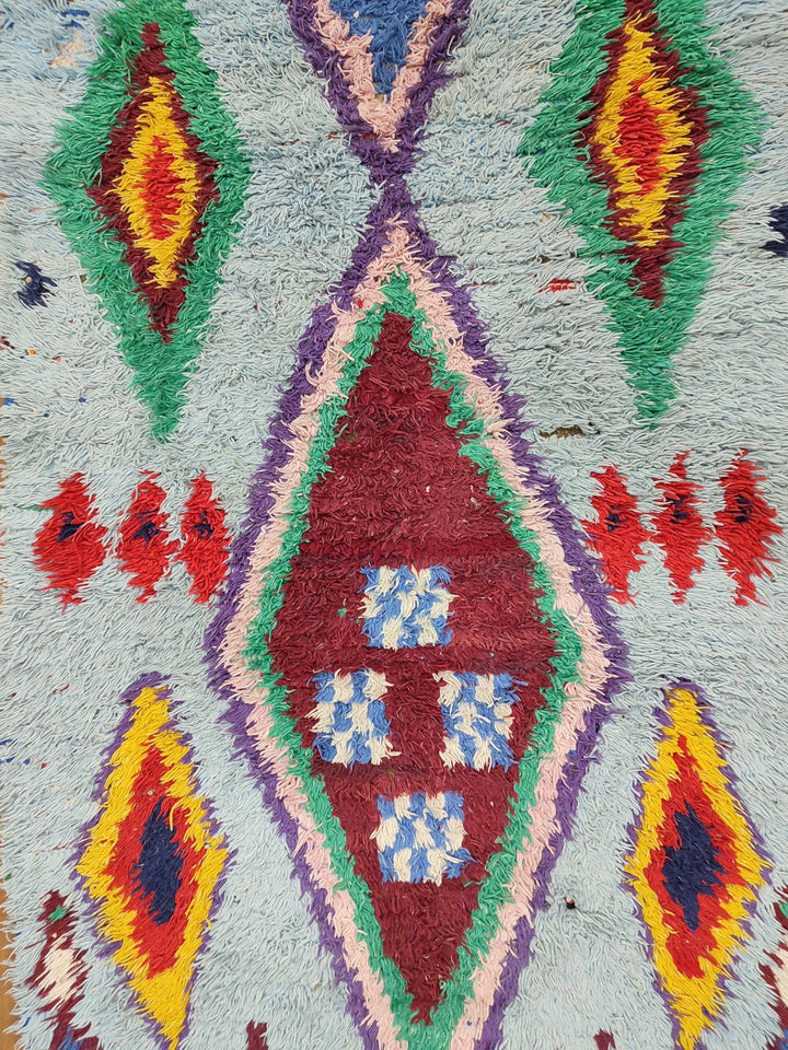 unique moroccan rug, handmade checkered runner rug,  berber carpet, tribal sheep wool rug, anthentic colorful rug, check runner rug.