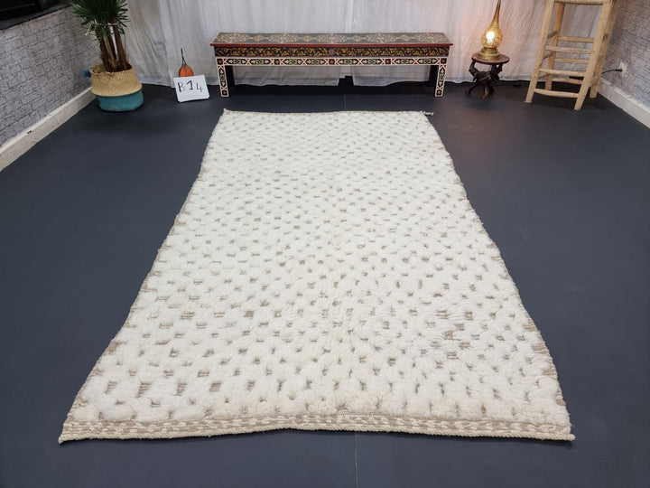 AMAZING BENIOURAIN RUG, Moroccan Carpet, Handmade Rug,  Tan  White Rug, Berber Rug, Wool Rug, Checkered Rug, Berber Rug, Tufted Rug