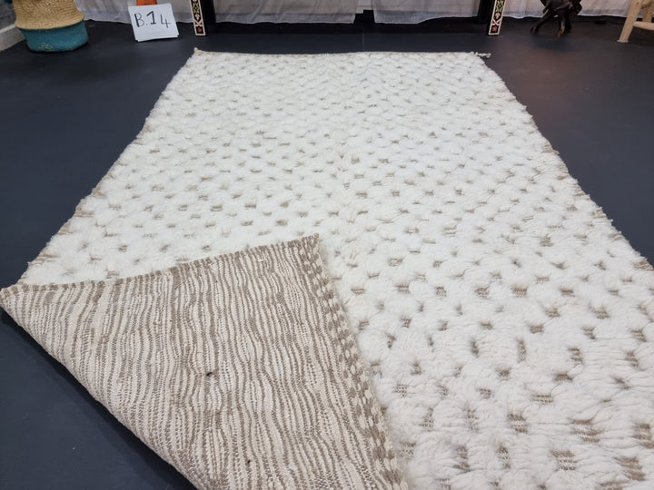 AMAZING BENIOURAIN RUG, Moroccan Carpet, Handmade Rug,  Tan  White Rug, Berber Rug, Wool Rug, Checkered Rug, Berber Rug, Tufted Rug