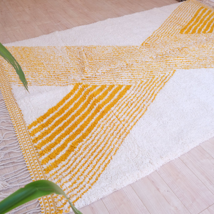 Beni Ourain Moroccan Rug , Authentic Yellow Wool Rug, Tribal Bohemian Area Rug