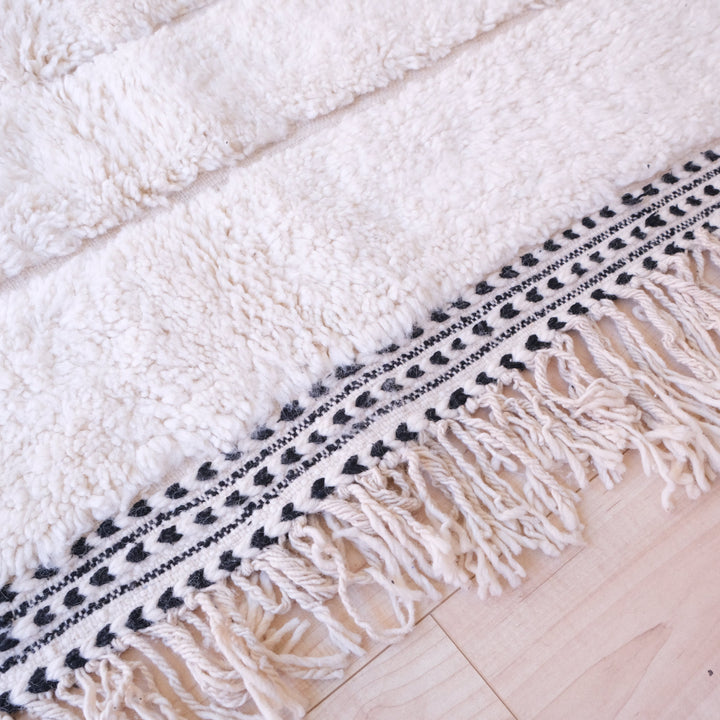 White Moroccan Rug , Authentic Beni Ourain Rug, Tribal Bohemian Area Rug