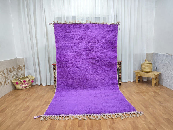 CUSTOM BOUJAAD RUG, Moroccan Handmade Rug, Plain Sheep Wool Rug, Tribal Berber Rug, Vibrant Purple Carpet, Handwoven Moroccan Carpet.