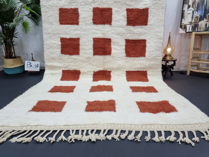 GORGEOUS BENIOURAIN RUG, Moroccan Handmade Rug , Brown And White Soft Rug, Wool Rug, Berber Rug, Checkered Rug, Berber Rug, Handwoven Rug