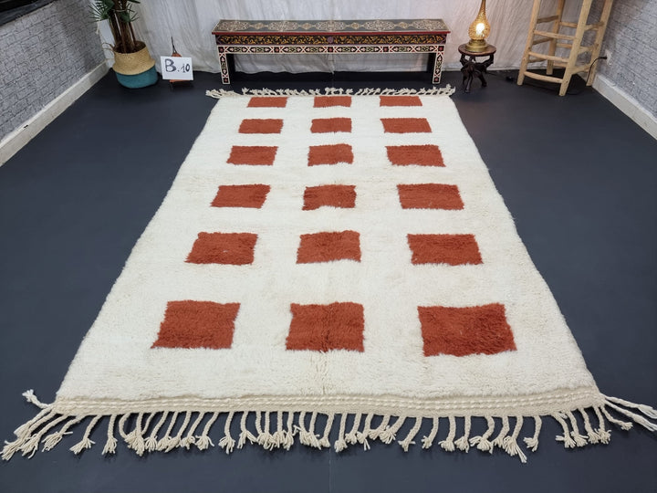 GORGEOUS BENIOURAIN RUG, Moroccan Handmade Rug , Brown And White Soft Rug, Wool Rug, Berber Rug, Checkered Rug, Berber Rug, Handwoven Rug