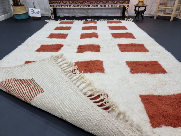 GORGEOUS BENIOURAIN RUG, Moroccan Handmade Rug , Brown And White Soft Rug, Wool Rug, Berber Rug, Checkered Rug, Berber Rug, Handwoven Rug