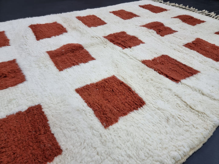 GORGEOUS BENIOURAIN RUG, Moroccan Handmade Rug , Brown And White Soft Rug, Wool Rug, Berber Rug, Checkered Rug, Berber Rug, Handwoven Rug