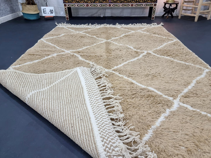 AMAZING BENIOURAIN RUG, Moroccan Rug , Sheep Wool Rug, Geometric Rug, Beige Rug, Handmade Rug, Berber Rug, Azilal Rug, Handwoven Rug