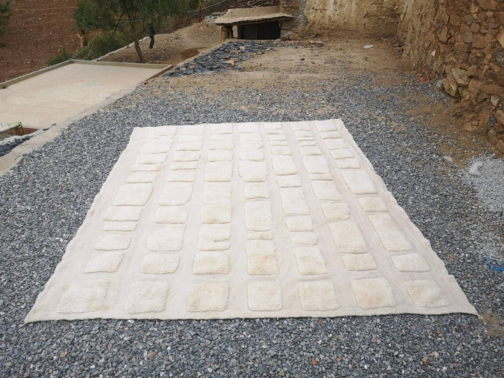 Moroccan rug, Mrirt rug, Rugs for living room, Made to order rug, Area rug, Beniouarain rug, Beni ourain rug, White wool rug, Checkered rug