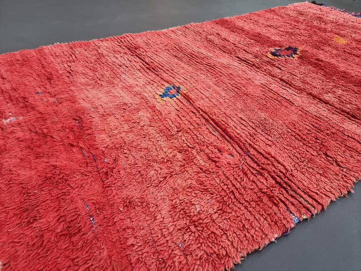 authentic  rug, moroccan rug , berber rug, geometric rug, red rug, handmade rug, sheep wool rug, boujaad  rug, overdyed rug