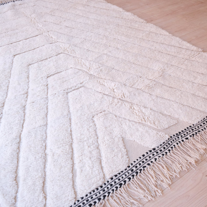 White Moroccan Rug , Authentic Beni Ourain Rug, Tribal Bohemian Area Rug