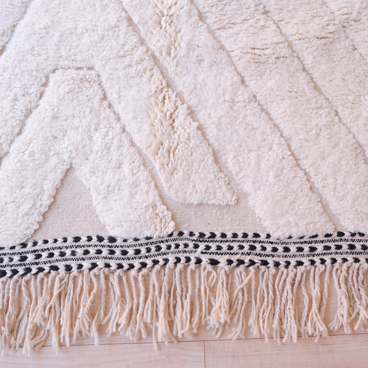 White Moroccan Rug , Authentic Beni Ourain Rug, Tribal Bohemian Area Rug