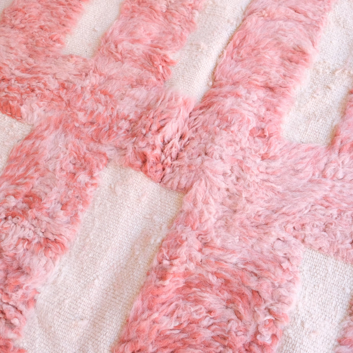 Pink Beni Ourain Moroccan Rug , Authentic Pink Wool Rug, Tribal Bohemian Area Rug