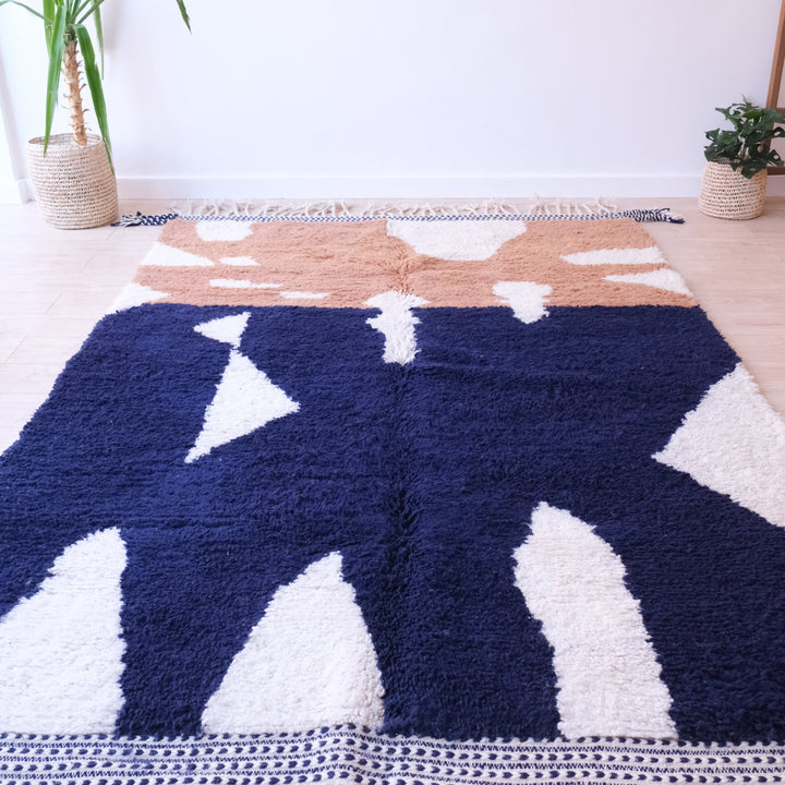 Authentic Blue Moroccan Rug, Beni Ourain Rug 