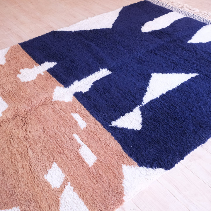 Authentic Blue Moroccan Rug, Beni Ourain Rug 